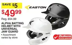 Dunham's Sports ALPHA BATTING HELMET WITH UNIVERSAL JAW GUARD offer