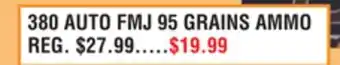 Dunham's Sports 380 AUTO FMJ 95 GRAINS AMMO offer