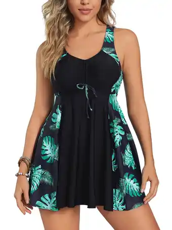 Walmart JYLFC Bathing Suits for Women Summer Tankini Swimsuit Set with Tropic Print, Black XL offer