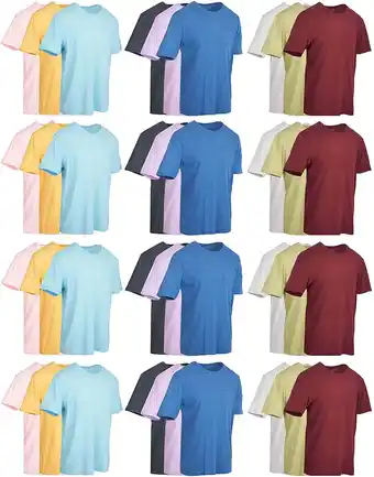 Walmart 36 Pack of Mens Cotton Slub Pocket Tees Tshirt, T-Shirts in Bulk Wholesale, Colorful Packs (Medium) offer