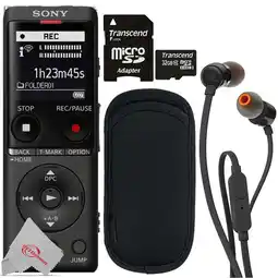 Walmart Sony UX570 Digital Voice Recorder (Black) + JBL T110 in Ear Headphones and Cleaning Kit offer