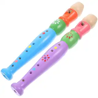 Walmart 2pcs Kids Piccolo Flute Cartoon Wood Flute Instruments Toy Musical Enlightenment Toy offer