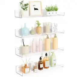 Walmart 15 Acrylic Floating Shelves Wall Mounted, Upsimples 4pack Clear Acrylic Shelves, for Bedroom, Living Room, Bathroom, Kitchen offer