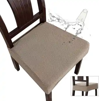 Walmart Chair Covers-Waterproof Fabric Seat Covers for Dining Room 20D x 20W x 3H4 PCS-Rear-Covered, Taupe offer