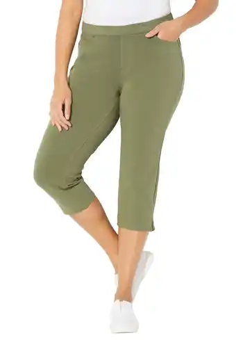 Walmart Catherines Women's Plus Size The Knit Jean Capri (With Pockets) offer