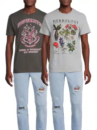 Walmart Harry Potter Men's & Big Men's Hogwarts and Herbology Graphic Tee T-shirts, 2-Pack offer