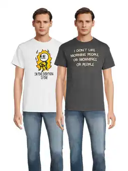 Walmart I'm Fine and I Don't Like Morning People Funny Men's Graphic Tees, 2-Pack, Size S-3XL offer