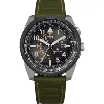 Walmart Citizen Men's Eco-Drive Promaster Nighthawk Olive Green Leather Strap Watch BJ7138-04E offer