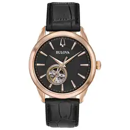 Walmart Bulova Men's Automatic Black Leather Strap Watch 97A140 offer