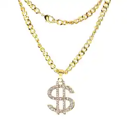 Walmart Hop Style Dollar Sign Alloy Pendant Surfer Chain Necklace Gold Unisex Jewell offer