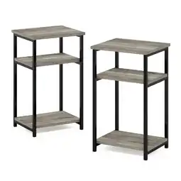 Walmart Furinno Just 3-Tier Industrial Metal Frame End Table with Storage Shelves, 2-Pack, French Oak offer