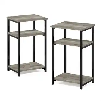 Walmart Furinno Just 3-Tier Industrial Metal Frame End Table with Storage Shelves, 2-Pack, French Oak offer