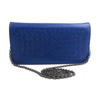 Walmart Pre-Owned BOTTEGA VENETA Wallet Chain Intrecciato Leather Blue Women's e59741a (Good) offer