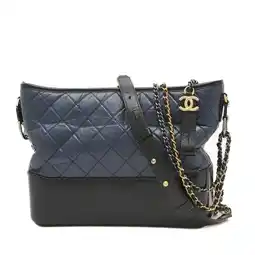 Walmart Pre-Owned Chanel Gabriel de Hobo Shoulder Bag Leather Navy Black A93824 (Good) offer