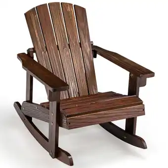 Walmart Gymax Fir Wood Outdoor Adjustable Height Rocking Chair, Coffee offer