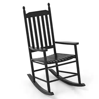 Walmart Costway Outdoor Wooden Rocking Chair with Solid Rocking Base Slatted Seat & Back Patio Black offer