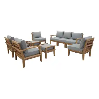 Walmart Modway Marina 9 Piece Outdoor Patio Teak Set in Natural Gray offer