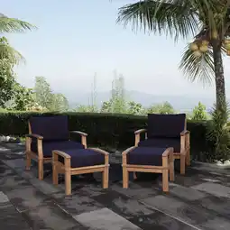 Walmart Modway Marina 4 Piece Outdoor Patio Teak Set in Natural Navy offer