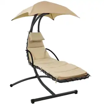 Walmart Sunnydaze Steel Outdoor Floating Chaise Lounge Chair with Stand and Canopy, Beige offer