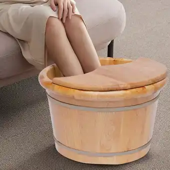 Walmart Aiqidi Foot Bath Massage Barrel Solid Wood Thickened Foot Washing Barrel for Home Relieve Fatigue offer