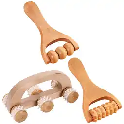 Walmart Athitqq 3Pcs Handheld Massage Roller Roller Massager Wooden Back Massager Wood Massage Roller offer