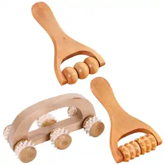 Walmart Athitqq 3Pcs Handheld Massage Roller Roller Massager Wooden Back Massager Wood Massage Roller offer