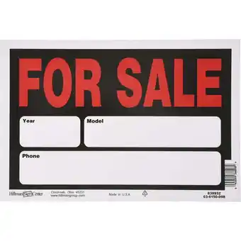 Walmart Hillman Group 839932 8 x 12 in. Black Styrene Automobile for Sale Year Model & Make Sign - 6 Piece offer