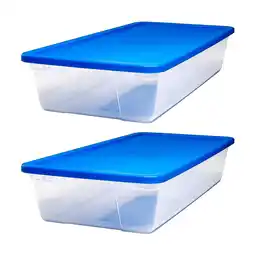 Walmart Open Box Homz Snaplock 41 Qt Plastic Storage Container w/Lid, Blue (2pk) offer