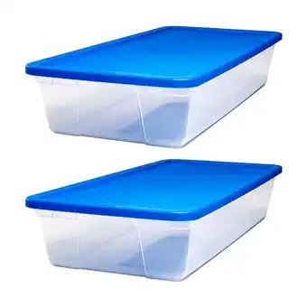 Walmart Open Box Homz Snaplock 41 Qt Plastic Storage Container w/Lid, Blue (2pk) offer