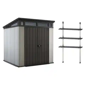 Walmart Keter Artisan 7 x 7 Foot Outdoor Storage Shed with 40 Steel Shelf Kit offer