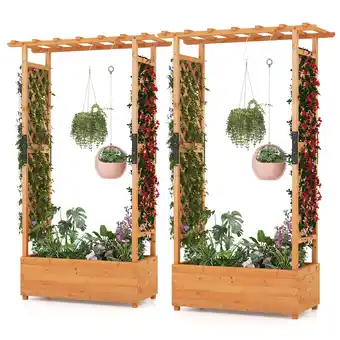 Walmart Gymax 2PCS Raised Garden Bed Vertical Plant Container for Vine Climbing Plant Flower offer