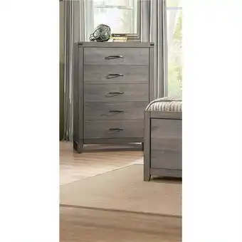 Walmart Roomy 5 Drawer Wooden Chest with Metal Handles, Weathered Gray - 48 x 16 x 34 in offer