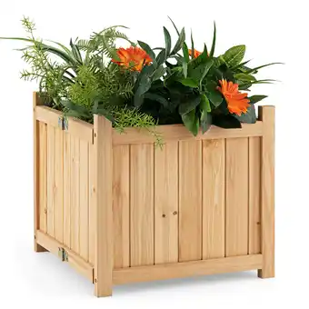 Walmart Costway 15 Wooden Planter Box Elevated Outdoor Folding Planter with Removable Bottom offer