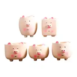 Walmart Baoblaze 5Pcs Cactus Pots Planters Pig Shaped Decor Flowerpot for Flowerbed Home Yard offer