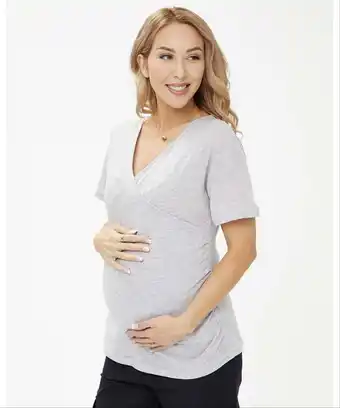 Walmart Times Two Short Sleeved Nursing Side Wrap Maternity Top offer