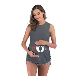 Walmart TUWABEII Women's Maternity Tank Tops Women Sleeveless Cute Letter Foot Print Vest Pregnancy offer