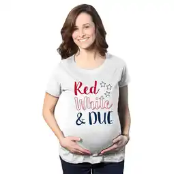 Walmart Maternity Red White And Due Pregnancy Tshirt Cute Patriotic Baby Tee For Baby Bump offer