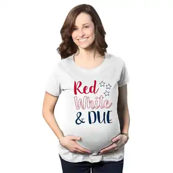 Walmart Maternity Red White And Due Pregnancy Tshirt Cute Patriotic Baby Tee For Baby Bump offer