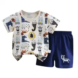 Walmart ANINEO Toddler Boy Clothes Cartoon Cotton Summer Short Sleeve T-Shirt and Shorts Kids Outfit Set offer