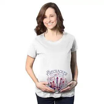 Walmart Maternity Lil Firecracker Pregnancy Tshirt Cute 4th Of July USA Tee For Mom To Be offer