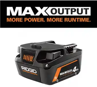 Walmart RIDGID 18V 4.0 Ah MAX Output Lithium-Ion Battery offer