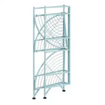 Walmart Pemberly Row Three-Tier Folding Metal Corner Shelf with Seafoam Blue Metal Frame offer