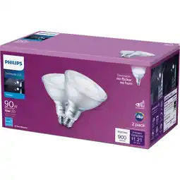 Walmart Philips 90W Equivalent Daylight PAR38 Medium Dimmable LED Floodlight Light Bulb (2-Pack) offer