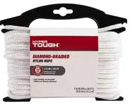 Walmart Hyper Tough Nylon Blend Diamond Braid Rope, White, 1/4 inch x 50 feet, 1 Each offer