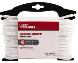 Walmart Hyper Tough Nylon Blend Diamond Braid Rope, White, 1/4 inch x 50 feet, 1 Each offer