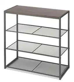 Walmart Whitmor 4-Tier Wood & Metal Mesh Shelf - Adult Use - Tan offer