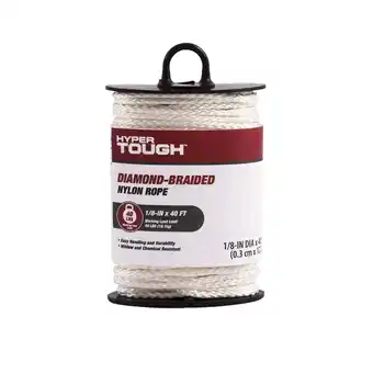 Walmart Hyper Tough Item NML40-HT, Nylon Blend Diamond Braid Rope, White, 1/8 x 40', 1 Each offer