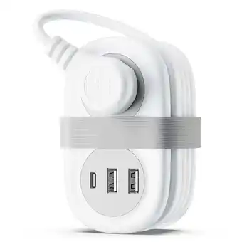 Walmart Non Surge Power Strip for Cruise Travel, Portable Outlet Extender with USB Wrap-Around Cord, White offer