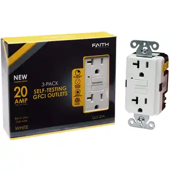 Walmart Faith 20A GFCI Outlets, Slim, GFI Receptacles, White, 3 Pack offer