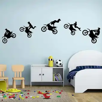 Walmart Lnrkai Dirt Bike Stickers Motorcycle Wall Decal Sports Wall Sticker for Boys Bedroom Room Decor offer